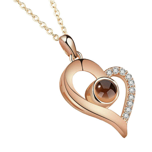  I Love You Projection Heart Pendant Necklace