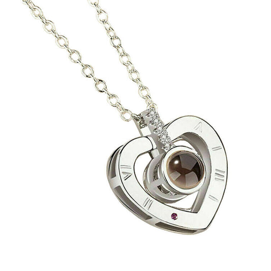  Projection Heart Silver/Gold Plated Love Necklace